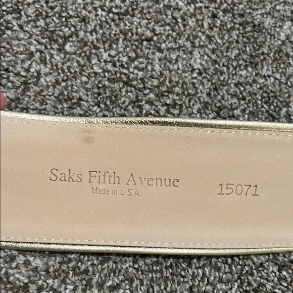 Saks Fifth Avenue Gold and Brown Textured Belt - Picture 6 of 6